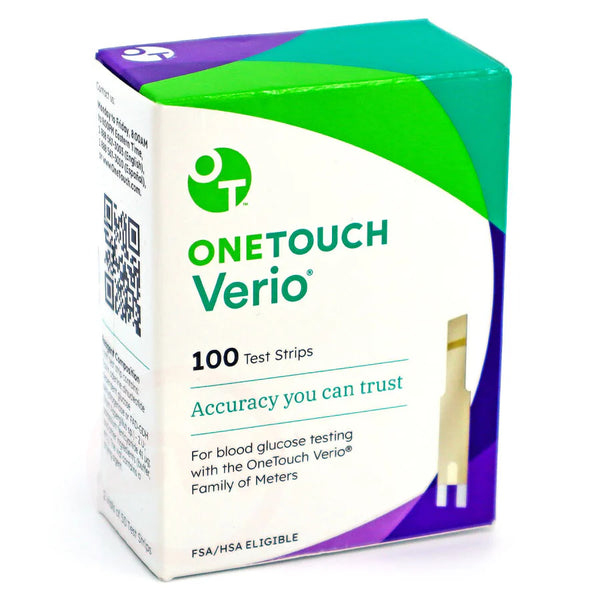One Touch Verio Blood Glucose Test Strips Box of 100